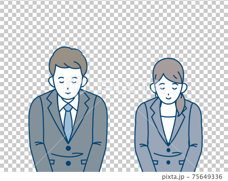 鞠躬禮貌鞠躬男女問候感謝插圖素材 鞠躬禮貌鞠躬男女問候感謝插圖素材 75649336