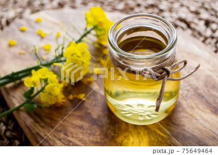 菜種油と菜の花　食用油のイメージ素材 75649464