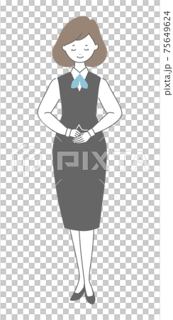 手を揃え美しくお辞儀をする制服姿の受付女性 手を揃え美しくお辞儀をする制服姿の受付女性 75649624