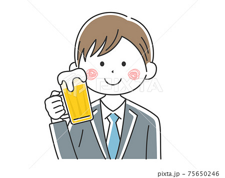 ビールを飲むビジネスマンのイラストのイラスト素材