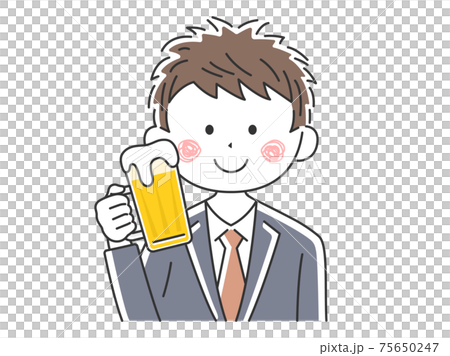 ビールを飲むビジネスマンのイラストのイラスト素材