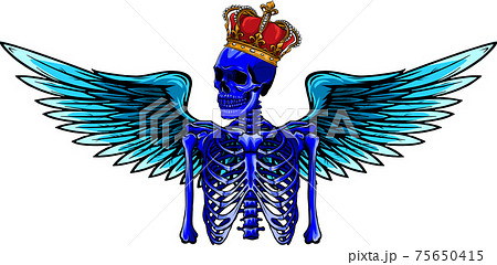 vector angel skeleton with wing and crown 75650415