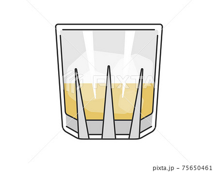 ウイスキーの入ったロックグラスのイラストのイラスト素材