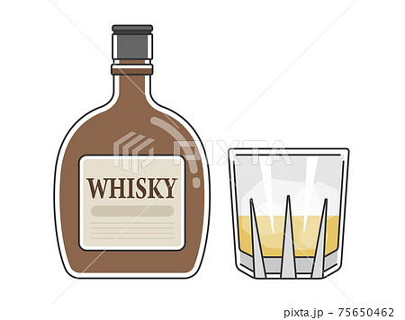 ウイスキーとウイスキーグラスのイラストのイラスト素材