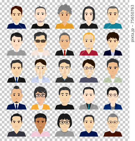 中年の男性のアバターアイコン 正面 中年の男性のアバターアイコン 正面 75650763