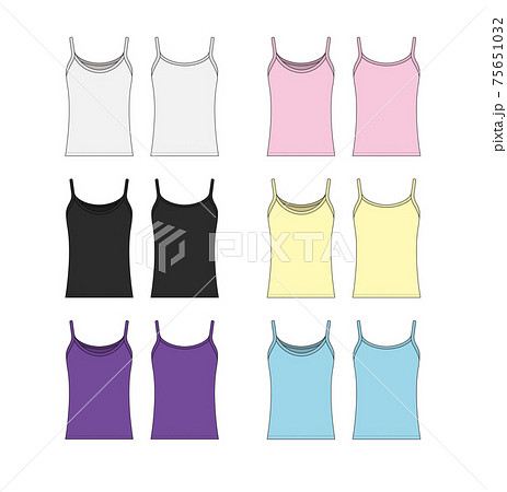 キャミソール 女性用インナー ベクターテンプレートイラスト カラーセット フロント バック のイラスト素材