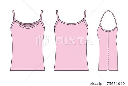 キャミソール 女性用インナー テンプレートイラスト ピンク フロント バック サイド のイラスト素材