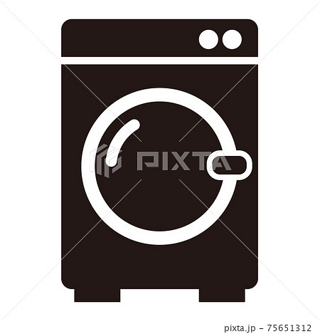 シンプルな洗濯機のアイコン 白黒のイラスト素材