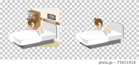 寝ている患者に声掛けする看護師 背景透過のイラスト素材 寝ている患者に声掛けする看護師 背景透過のイラスト素材