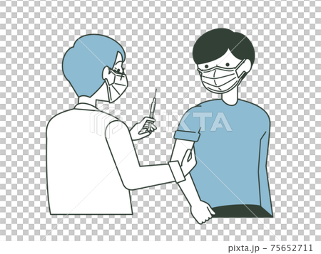 注射をする医者と男性のイラストのイラスト素材