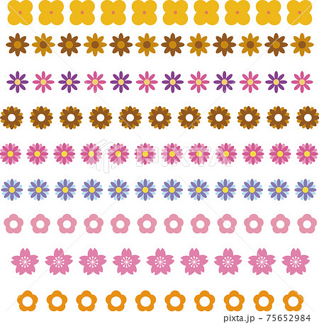 春　夏　花　飾り罫　アイコン　レトロ　イラスト素材セット 75652984