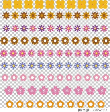 春　夏　花　飾り罫　アイコン　レトロ　イラスト素材セット 75652984
