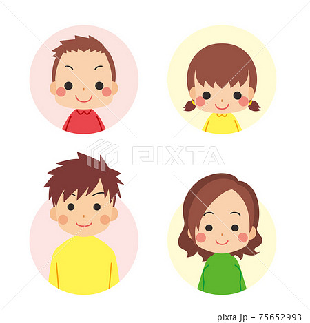 可愛い家族のアイコン セット 白背景 ファミリー 子供のイラスト素材