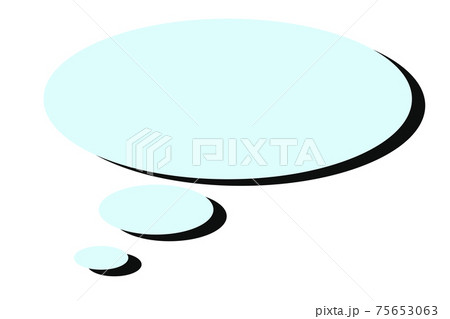 吹きだし　水色立体的 75653063