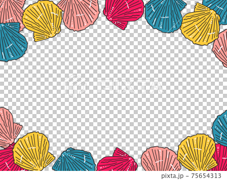 Hand-painted dianthus shell illustration, upper and lower frames Hand-painted dianthus shell illustration, upper and lower frames 75654313