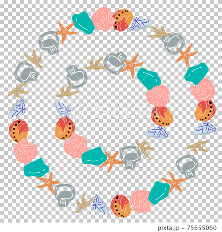 Hand-painted beachcombing illustrations, circle frameset, paint only, small Hand-painted beachcombing illustrations, circle frameset, paint only, small 75655060