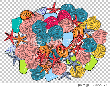 Hand-painted beachcombing illustration, oval filling 75655174