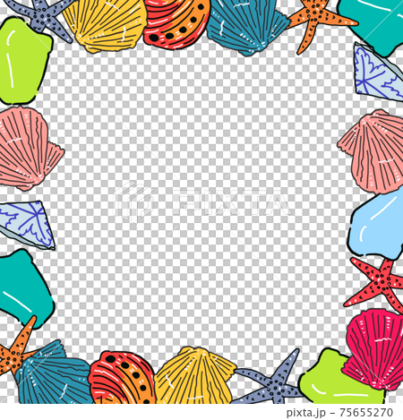 Hand-painted beachcombing illustration / square frame 75655270