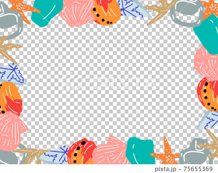 Hand-painted beachcombing illustration, painting only, rectangular square frame 75655369
