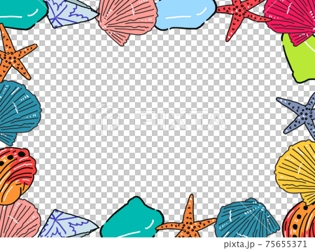 Hand-painted beachcombing illustration / rectangular square frame 75655371
