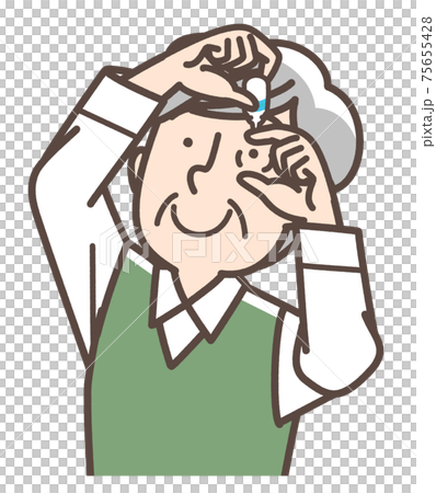 A man who stands for eye drops A man who stands for eye drops 75655428