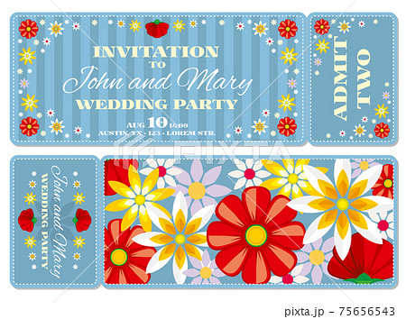Retro boarding pass ticket wedding invitation template 75656543