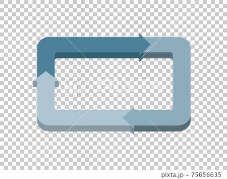 インフォグラフィックス モノトーン 立体3分割のスクエア四角形と矢印のチャート図pdcaビジネスのイラスト素材