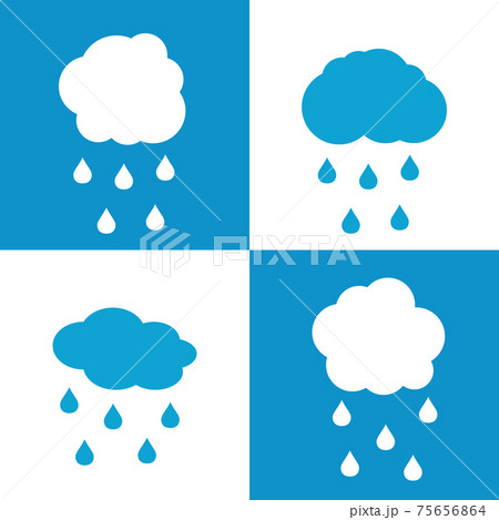 Flat cloud icons with drops on white and blue background Flat cloud icons with drops on white and blue background 75656864