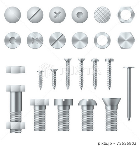Screws, bolts, nuts, nails and rivets realistic design elements 75656902