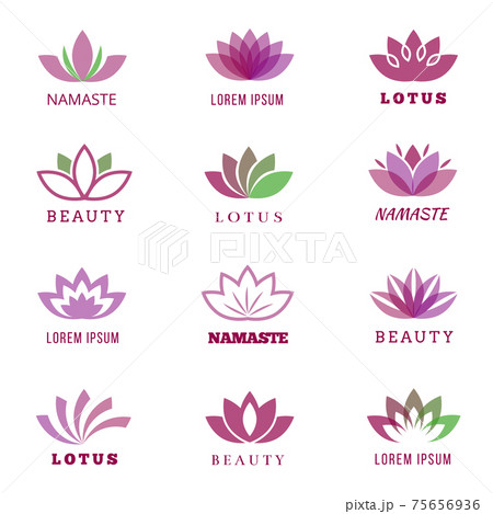 spa, boutique, beauty salon, cosmetician, shop, yoga class, hotel and resort logo set with lotus flowers spa, boutique, beauty salon, cosmetician, shop, yoga class, hotel and resort logo set with lotus flowers 75656936