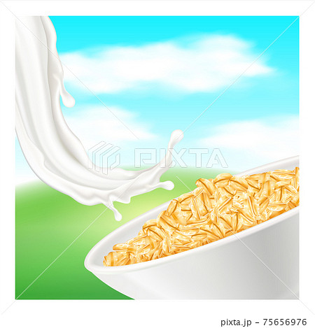 Oatmeal Natural Product Promotional Banner Vector Illustration 75656976