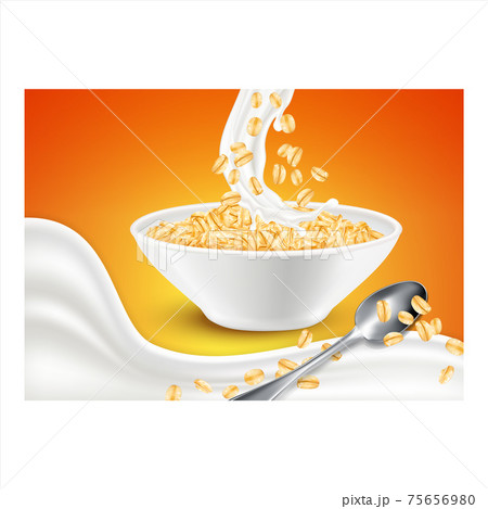 Oat Flakes Creative Promotional Banner Vector Illustration Oat Flakes Creative Promotional Banner Vector Illustration 75656980