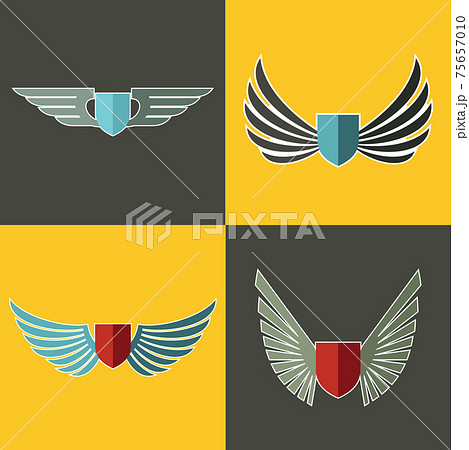Wings logo for company on yellow and brown background 75657010