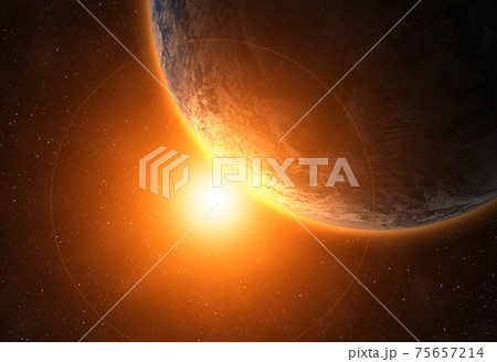 Planet Earth and bright Sun. 75657214