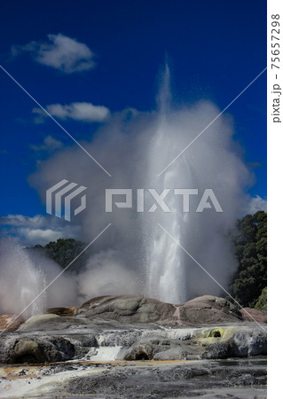 ニュージーランド　雄大な景観　　ロトルアの間欠泉 75657298