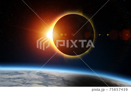 Solar Eclipse and Earth. 75657439
