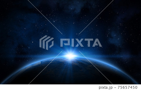 Planet Earth and Sun. 75657450