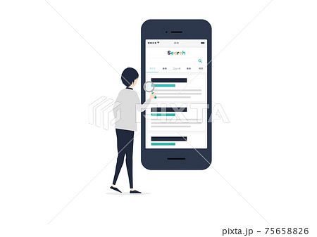スマートフォンで検索する若い男性のイラスト素材 75658826