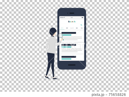 スマートフォンで検索する若い男性のイラスト素材 75658826