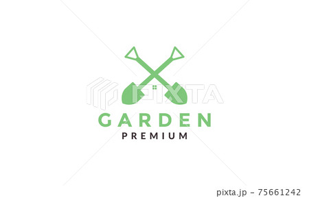cross shovel with home logo vector symbol icon design illustration 75661242