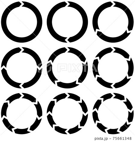 Set circular infographics with arrows, vector round arrows motion continuity recycling sign refresh 75661348