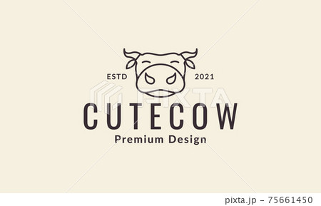 animal cartoon cute head cow lines logo vector symbol icon design illustration 75661450