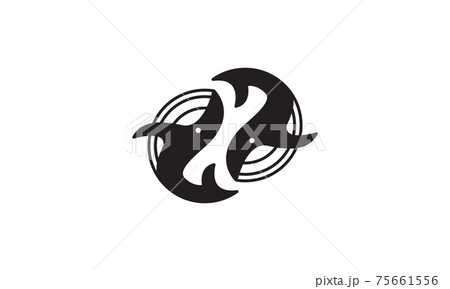 whale yin-yang logo vector symbol icon design illustration 75661556