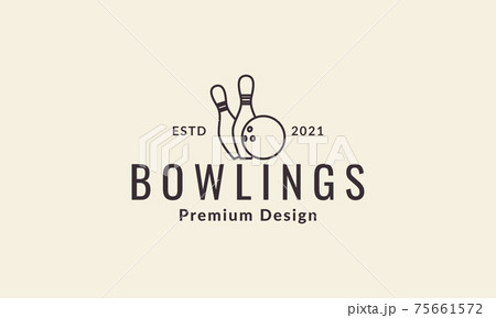 Line Ball Bowling With Pin Bowling Logo Vector のイラスト素材