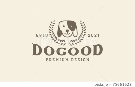 dog with Wreath leaf logo vector symbol icon design illustration dog with Wreath leaf logo vector symbol icon design illustration 75661628