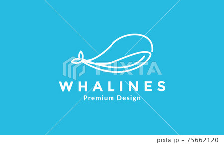 simple lines art animal fish whale logo vector symbol icon design illustration 75662120