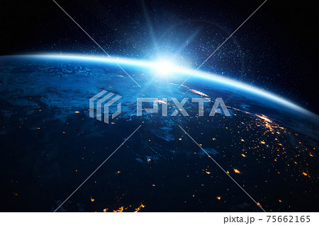 Planet earth globe view from space showing realistic earth surface and world map 75662165