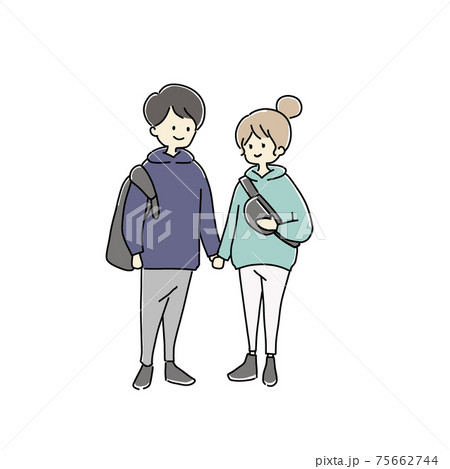 カップルの全身イラストのイラスト素材