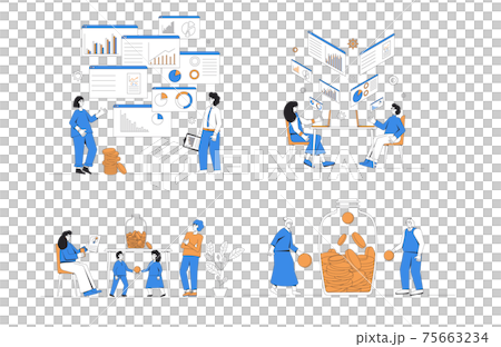 Financial and business analytics set. Different characters with money and graphs isolated on white background. Family budget, business advisor, investors, pension funds. People with income. Vector. Financial and business analytics set. Different characters with money and graphs isolated on white background. Family budget, business advisor, investors, pension funds. People with income. Vector. 75663234