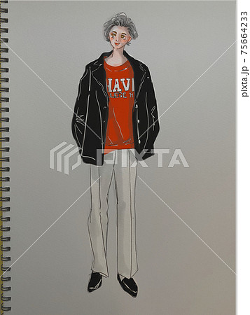 スウェットのコーディネート 古着のイラスト素材 スウェットのコーディネート 古着のイラスト素材